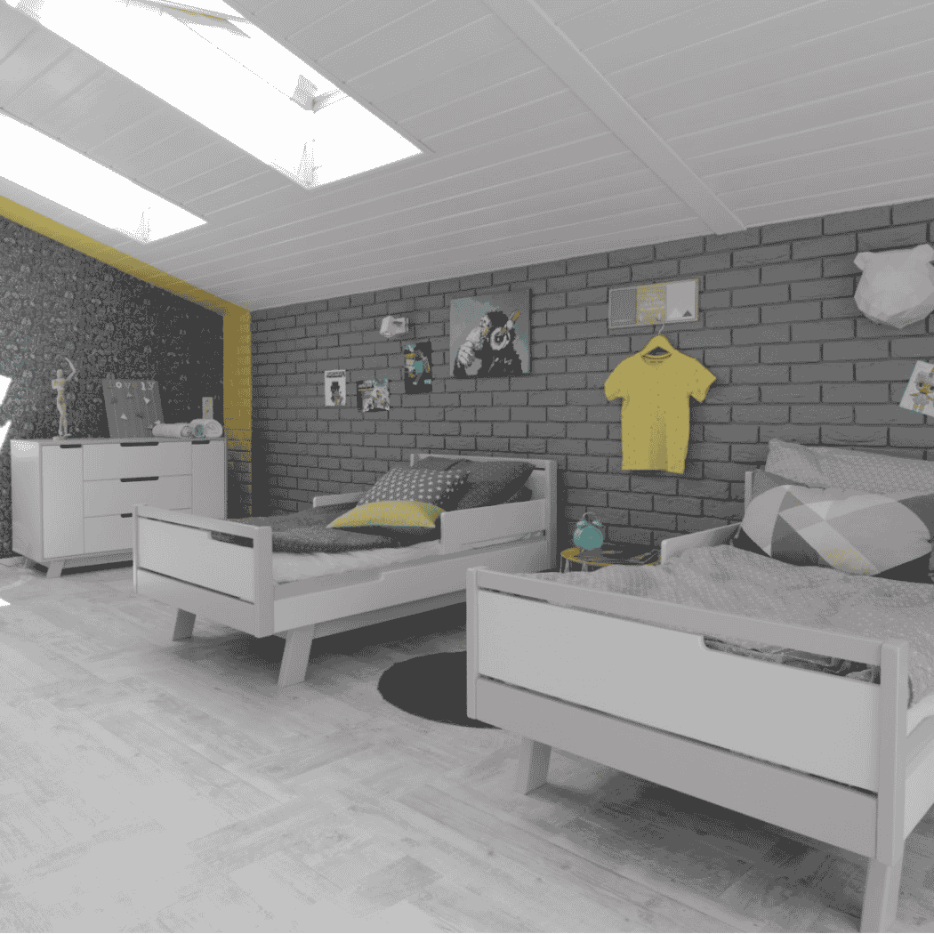 Postel pro Teenagery Lussi 160 Gekko Kids, Bílá / Šedá